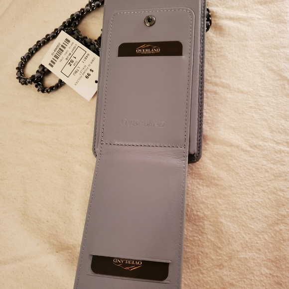 Overland Izmir Leather Crossbody Phone Wallet Light Blue - Picture 4 of 9